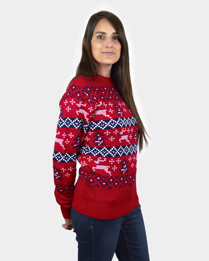 Pull de Noël Femme et Enfants Rouge Canada