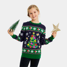Sapin de Noël Pull de Noël pour Enfants Lumineux LED Bleu