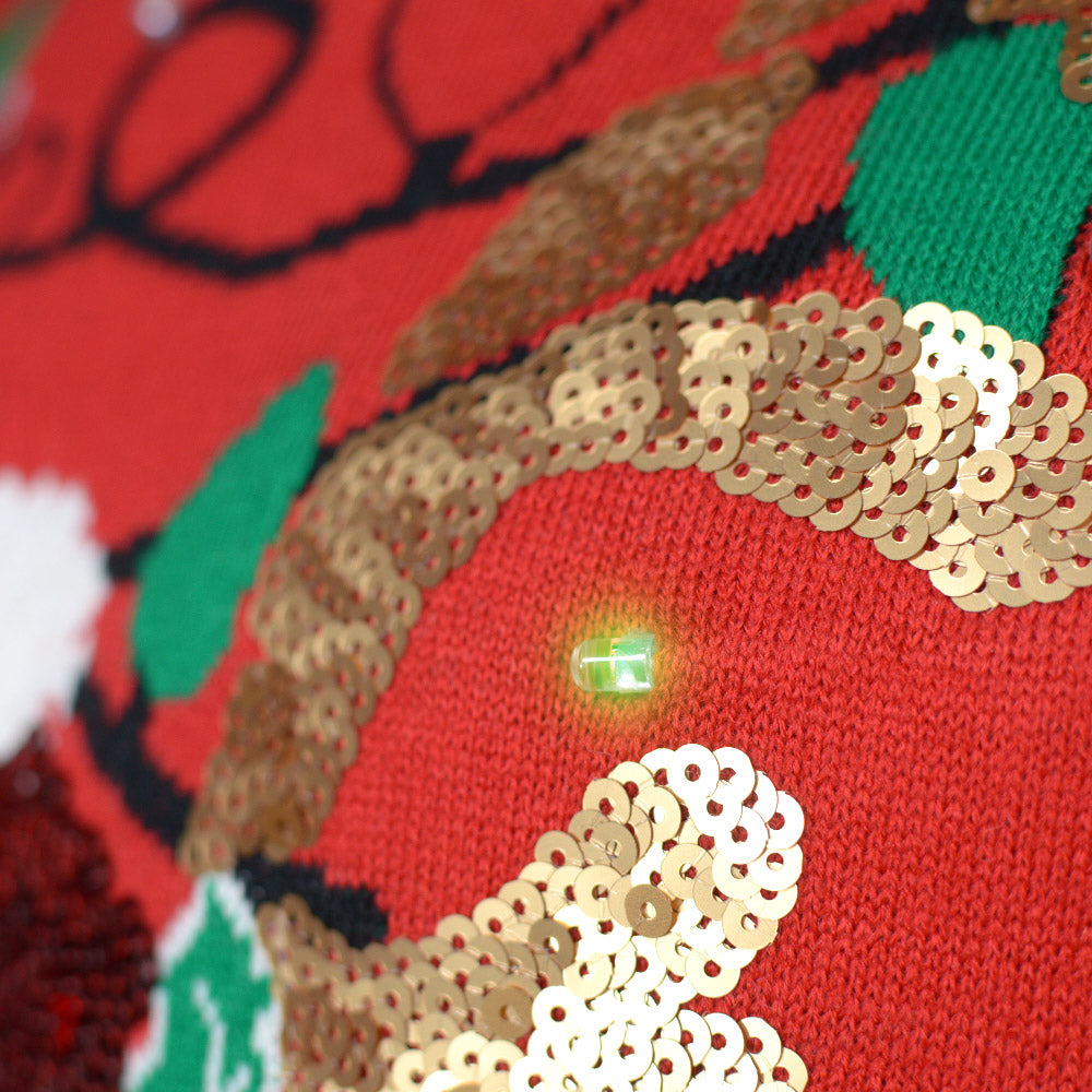 Pull de Noël pour Enfants Lumineux LED Brillant Paillettes Renne