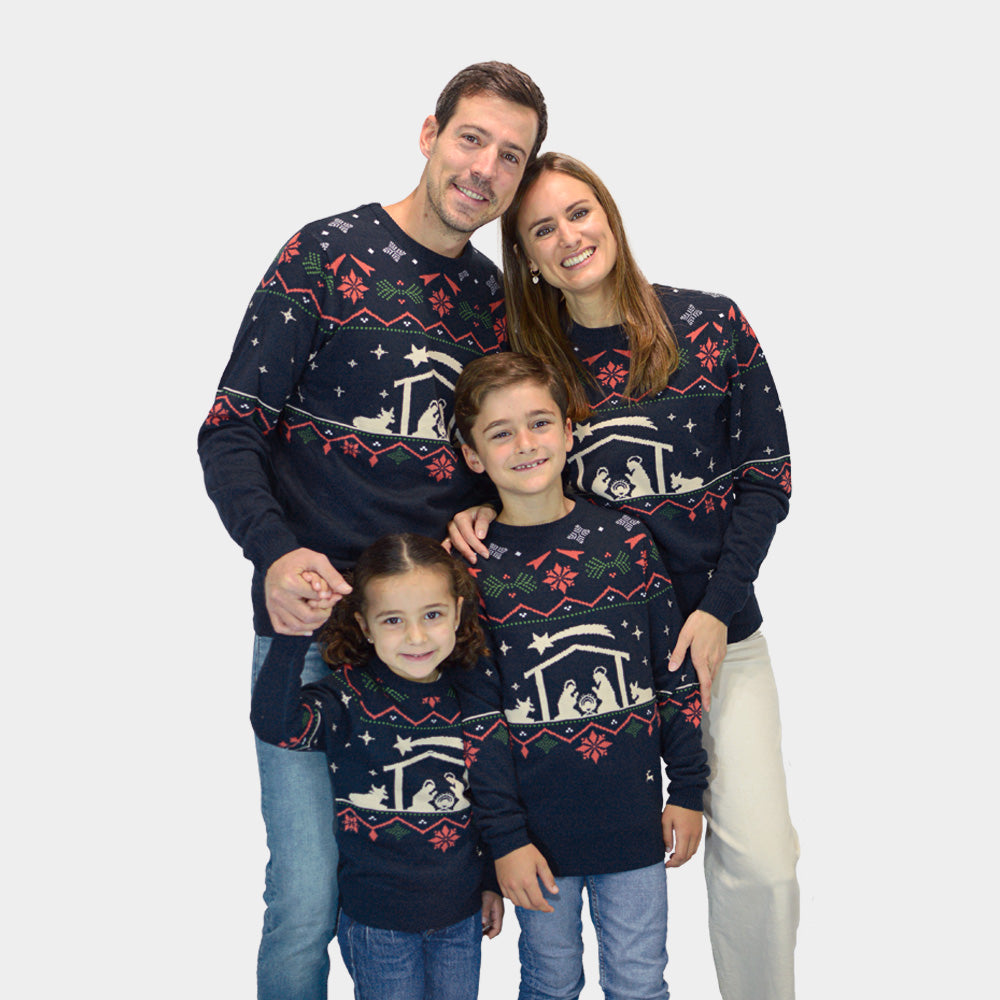 Pull de Noël pour Enfants Nativity Famille