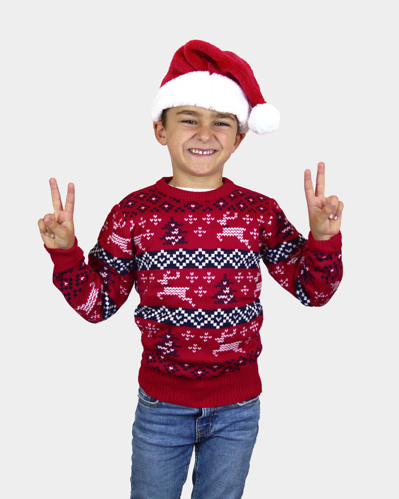 Pull de Noël Enfants Rouge Canada