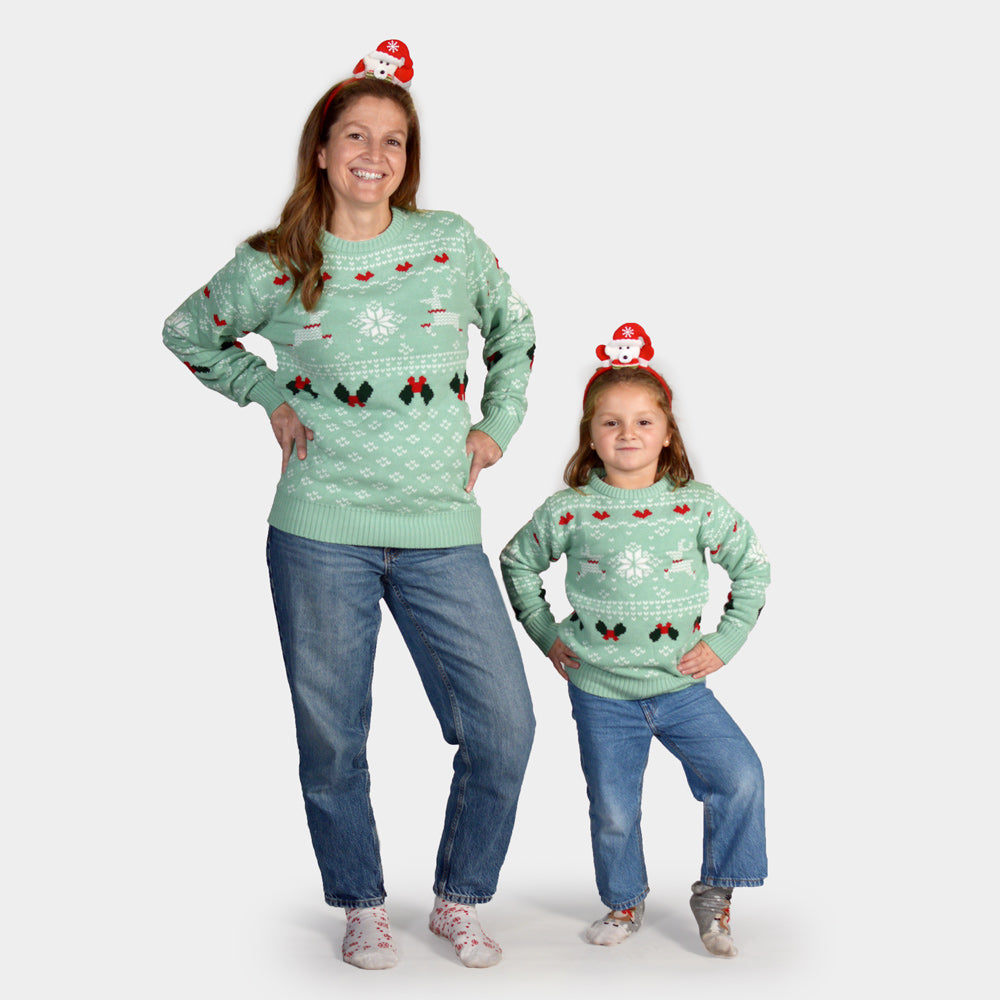 Pull de Noël pour Enfants Vert Sweet Christmas Famille
