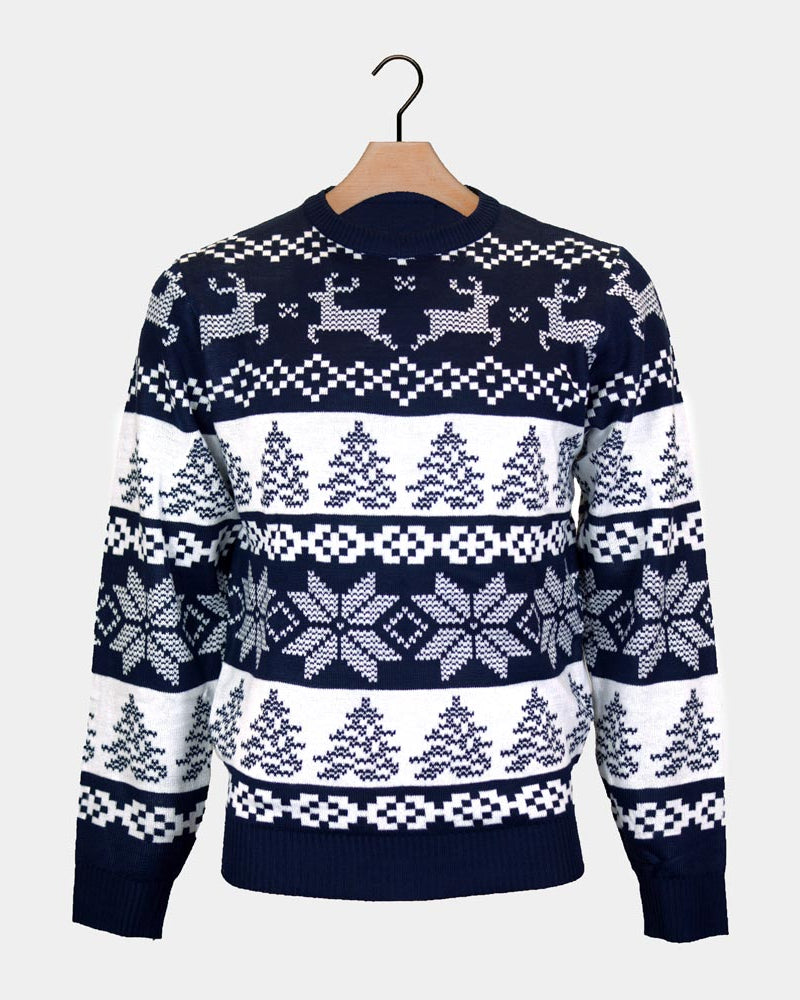 Pull de Noël pour Famille Bleu Pôle Nord