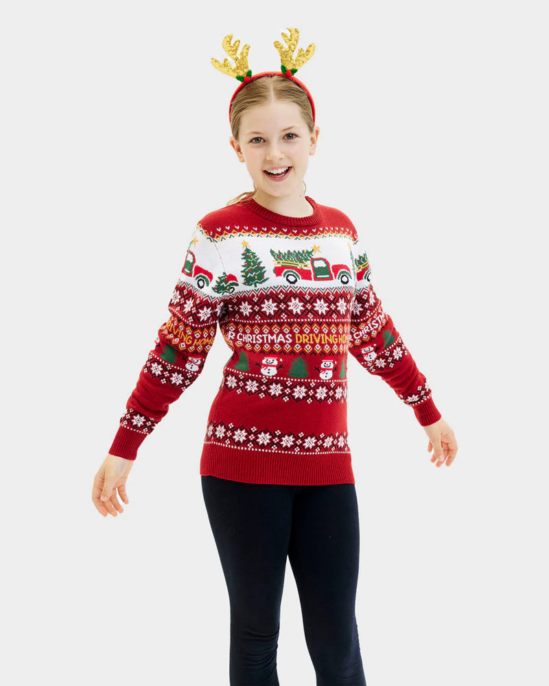 Pull de Noël pour Famille Driving Home Enfant