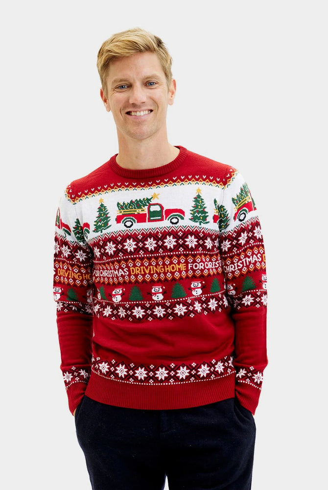 Pull de Noël pour Famille Driving Home Homme