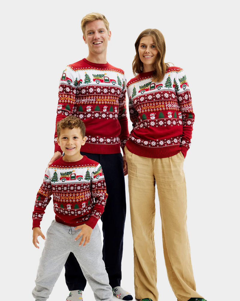 Pull de Noël pour Famille Driving Home