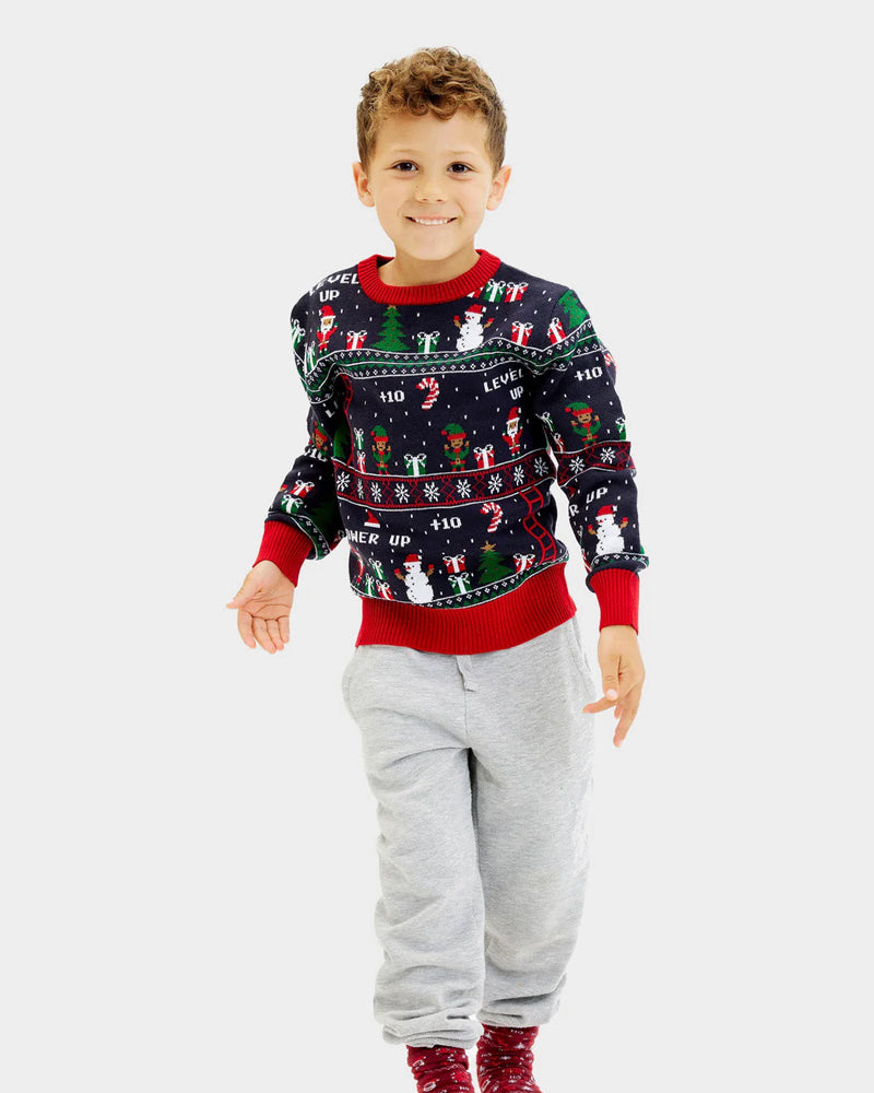 Pull de Noël pour Famille Enfant Jeux Vidéo Rétro
