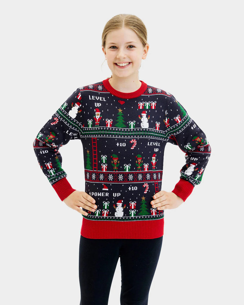 Pull de Noël pour Famille Jeux Vidéo Rétro Enfant