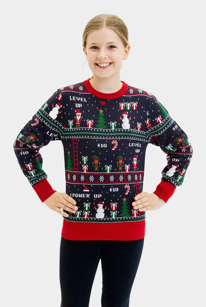 Pull de Noël pour Famille Jeux Vidéo Rétro Enfant