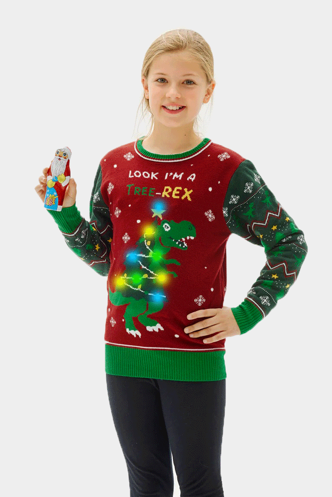 Pull de Noël pour Famille Lumineux LED Christmas Tree-Rex filles