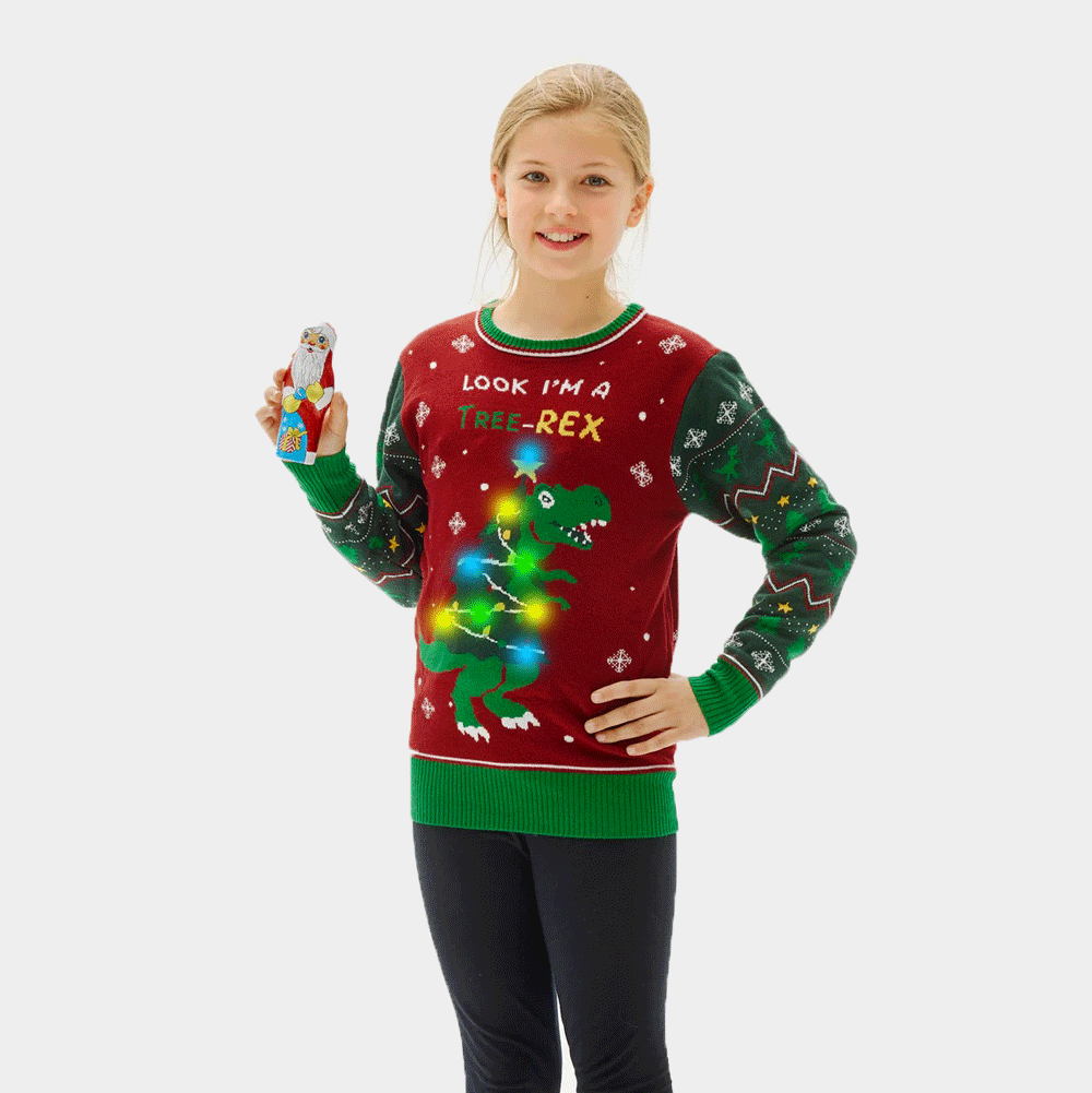 Pull de Noël pour Famille Lumineux LED Christmas Tree-Rex filles