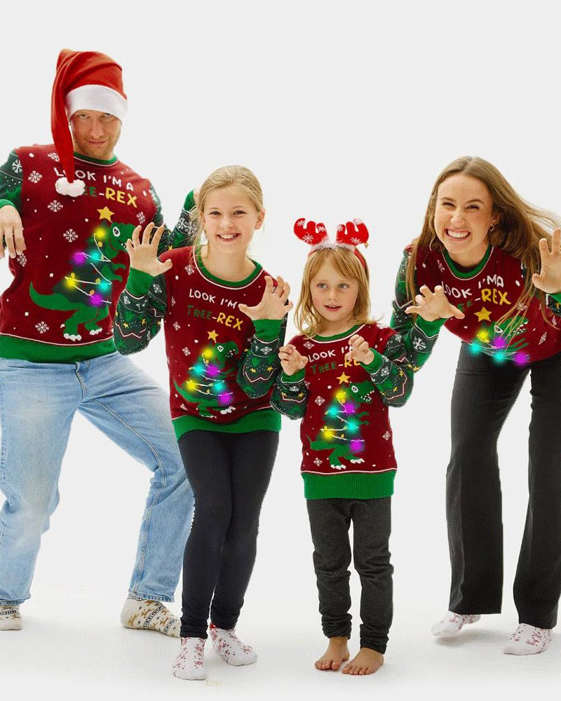 Pull de Noël pour Famille Lumineux LED  Christmas Tree-Rex