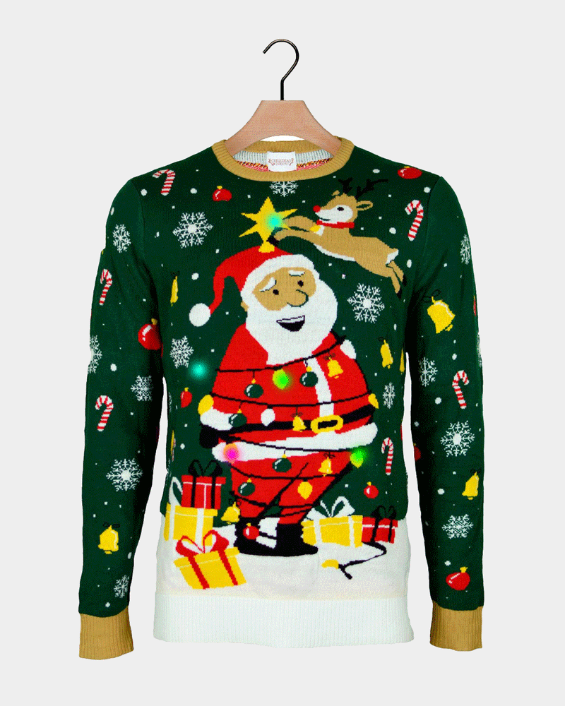 Pull de Noël Famille Lumineux LED Père Noël ligoté