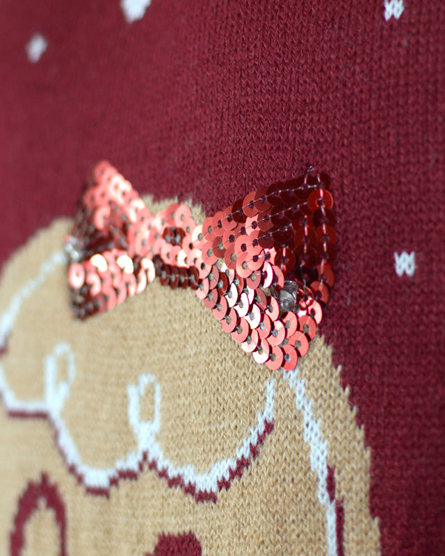 Pull de Noël pour Famille Lumineux LED Rouge Ginger Cookie détail 2