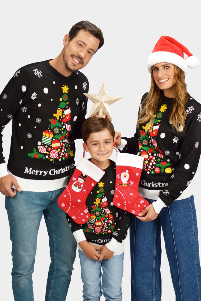 Pull de Noël pour Famille Noire avec Sapin de Noël