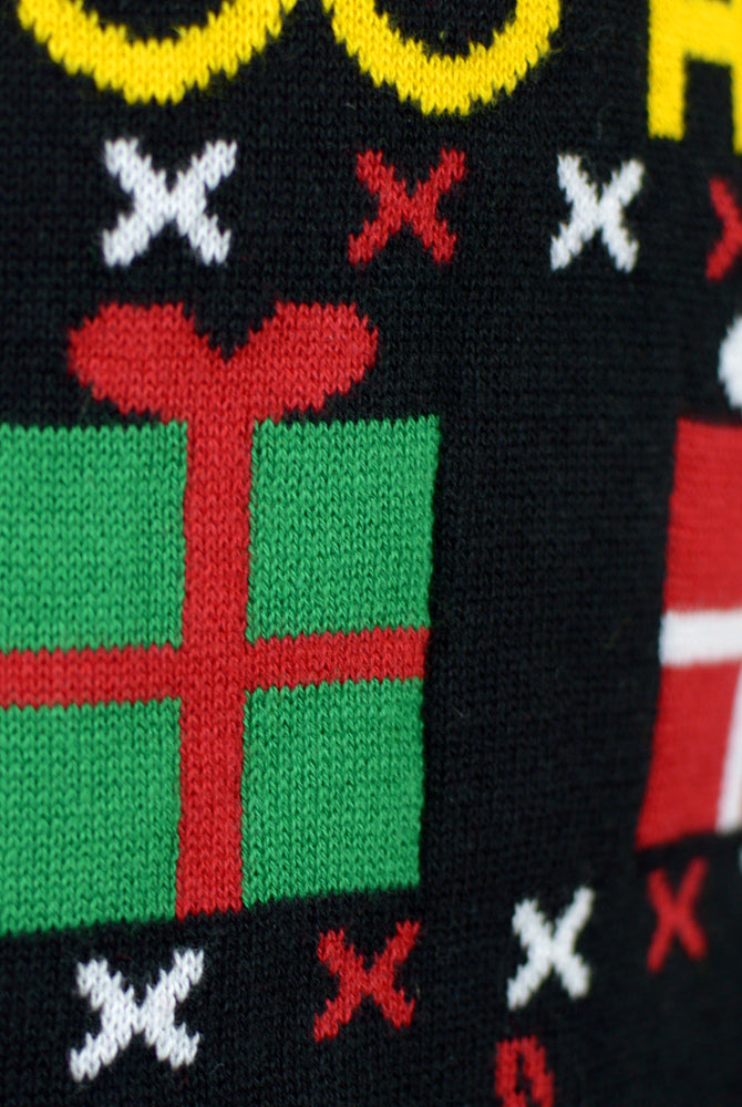 Pull de Noël Famille Coton Bio Père Noël, Cadeaux et Bonhommes de Neige