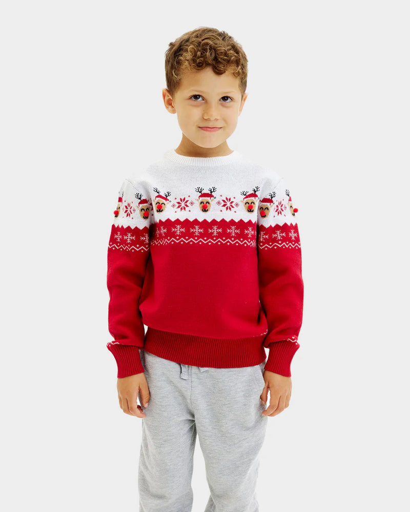 Pull de Noël pour Famille Renne Adorable Enfant