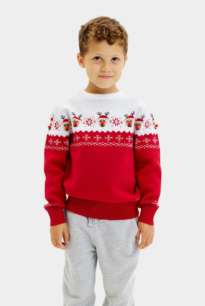 Pull de Noël pour Famille Renne Adorable Enfant