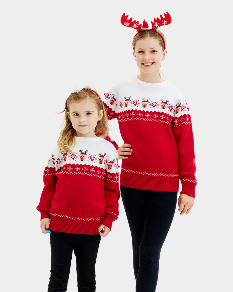 Pull de Noël pour Famille Renne Adorable Enfants