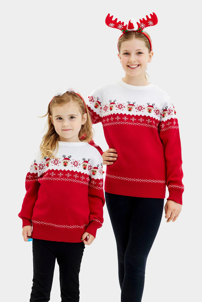 Pull de Noël pour Famille Renne Adorable Enfants