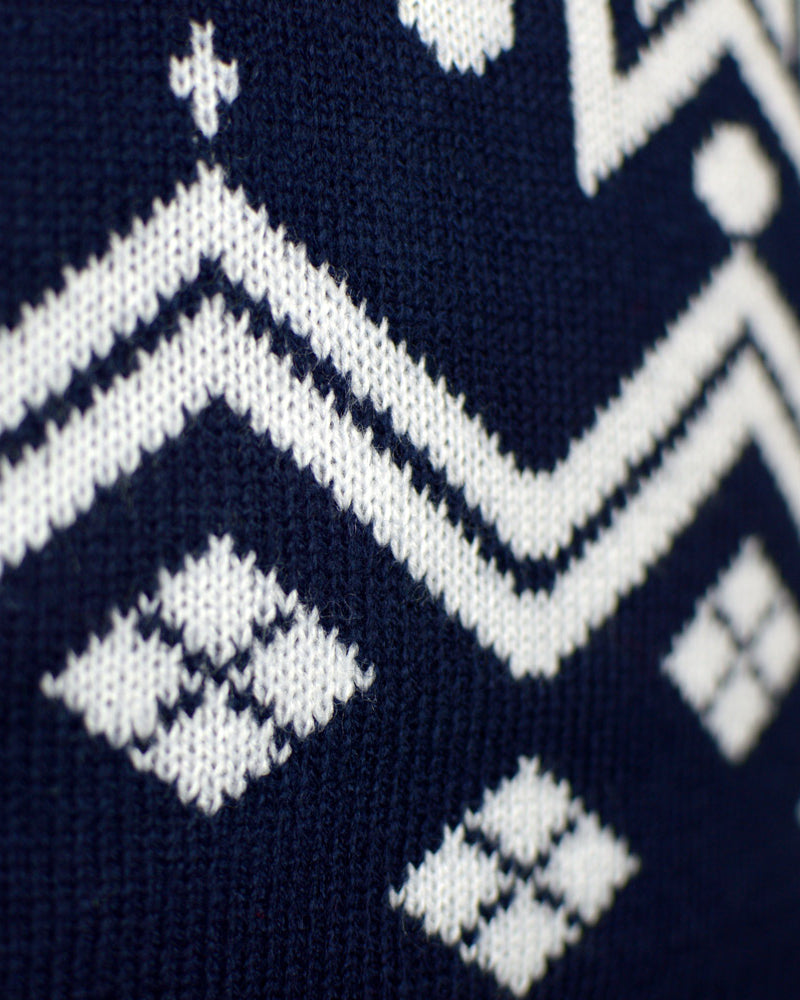 Pull de Noël pour Famille avec Renne et Étoile Nordique Bleu