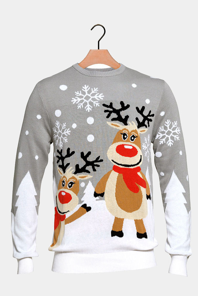 Pull de Noël pour Famille Gris Rennes Mignonnes
