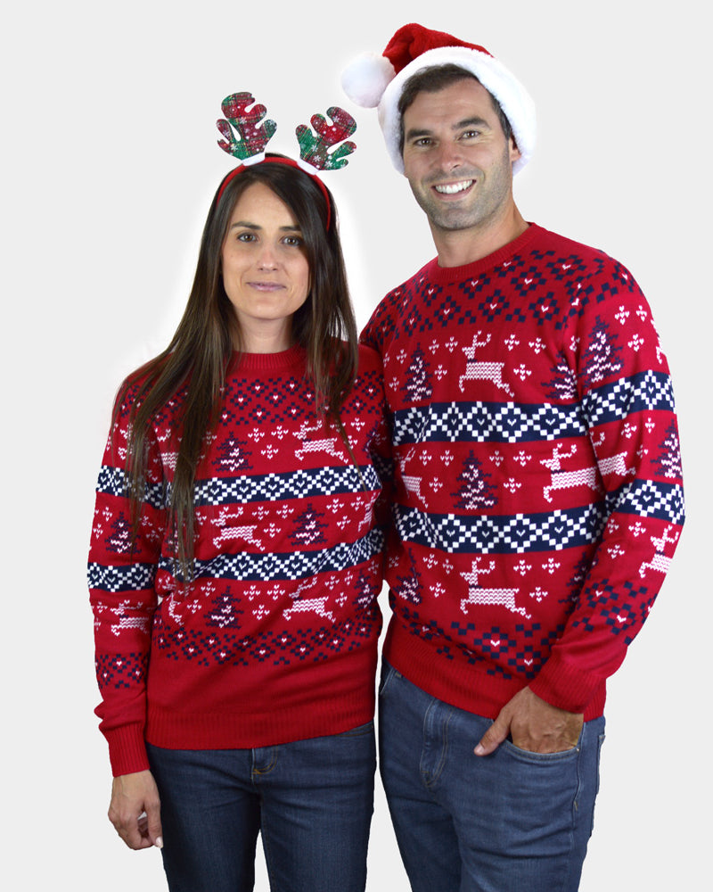 Pull de Noël pour Famille Rouge Canada couple