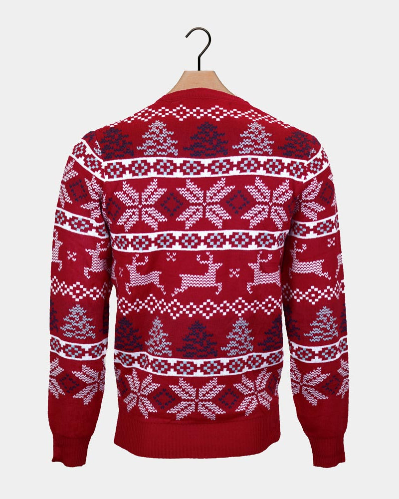 Pull de Noël pour Famille Rouge Classique Étoiles Polaires Dos
