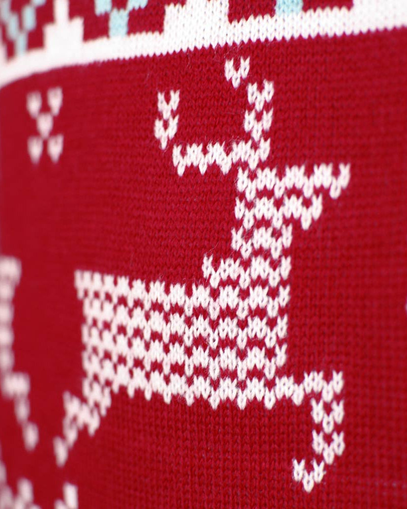 Pull de Noël pour Famille Rouge Classique Étoiles Polaires Renne