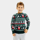Pull de Noël pour Famille Vert Joyeux en Coton Bio enfant