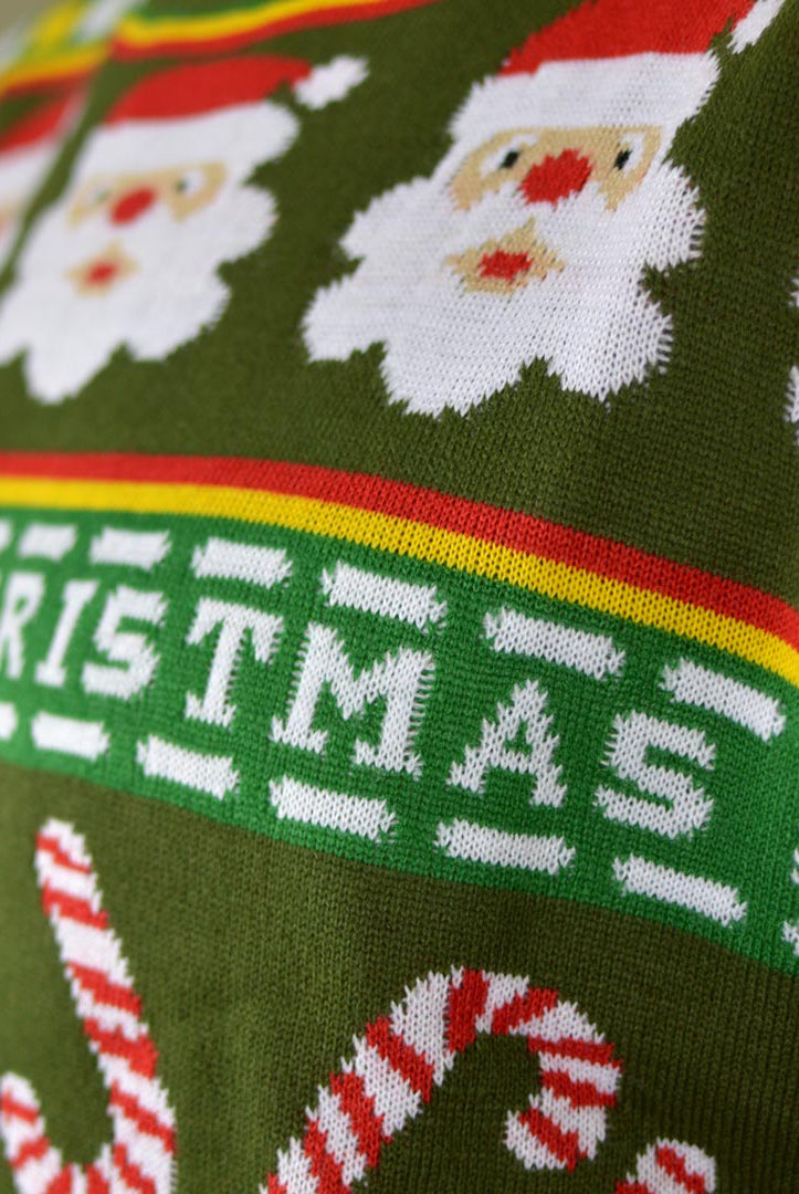 Pull de Noël pour Famille Vert Père Noël et Cadeaux