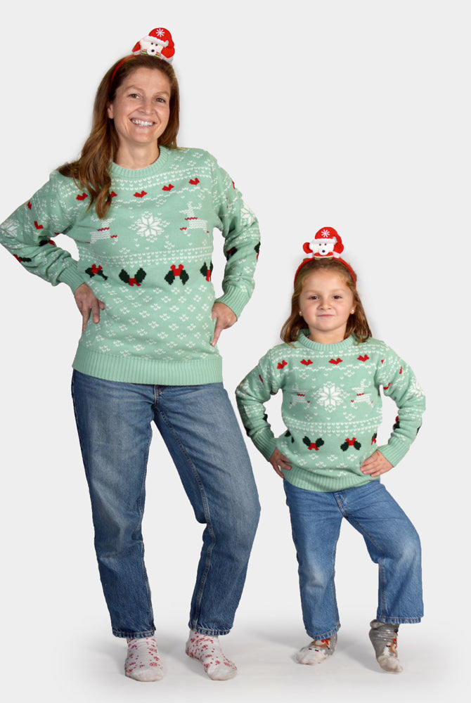 Pull de Noël pour Famille Vert Sweet Christmas