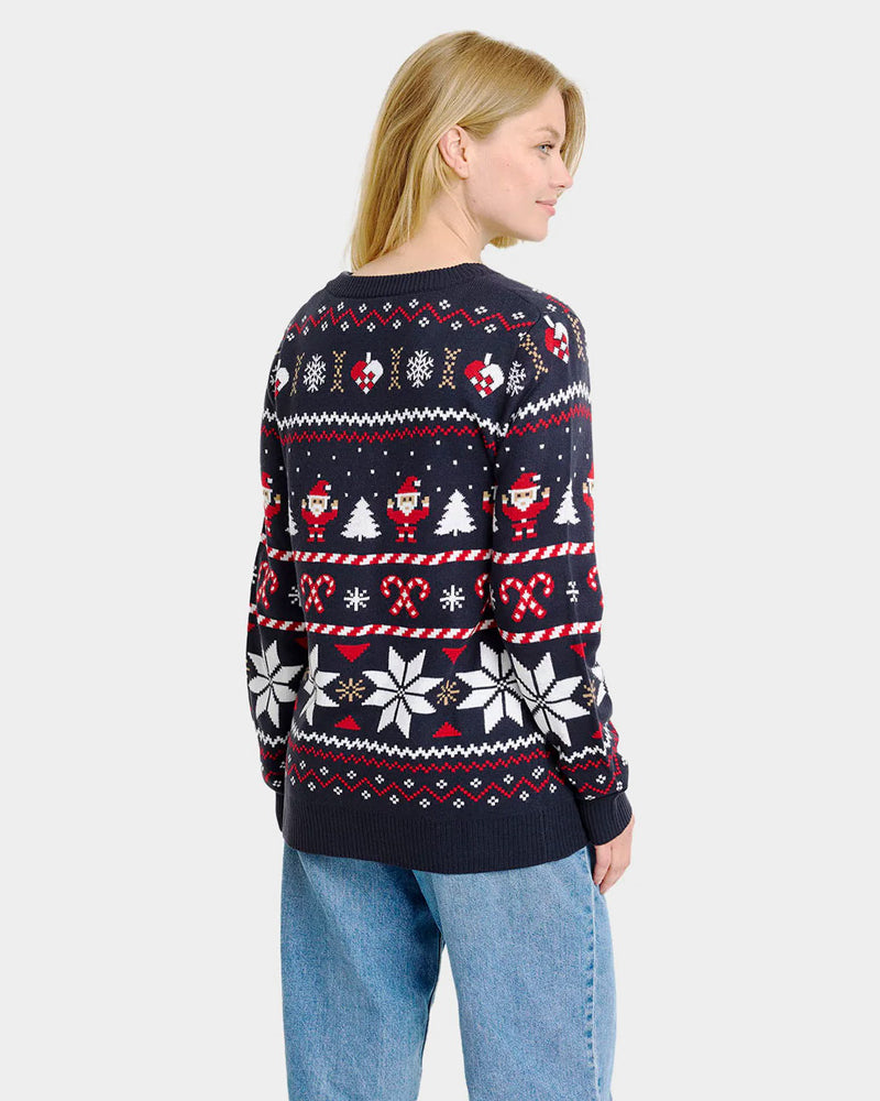Pull de Noël Cardigan pour Femme Bleu Étoiles Polaires