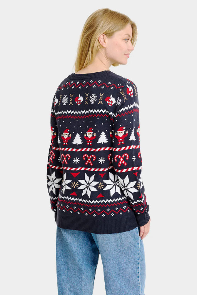 Pull de Noël Cardigan pour Femme Bleu Étoiles Polaires