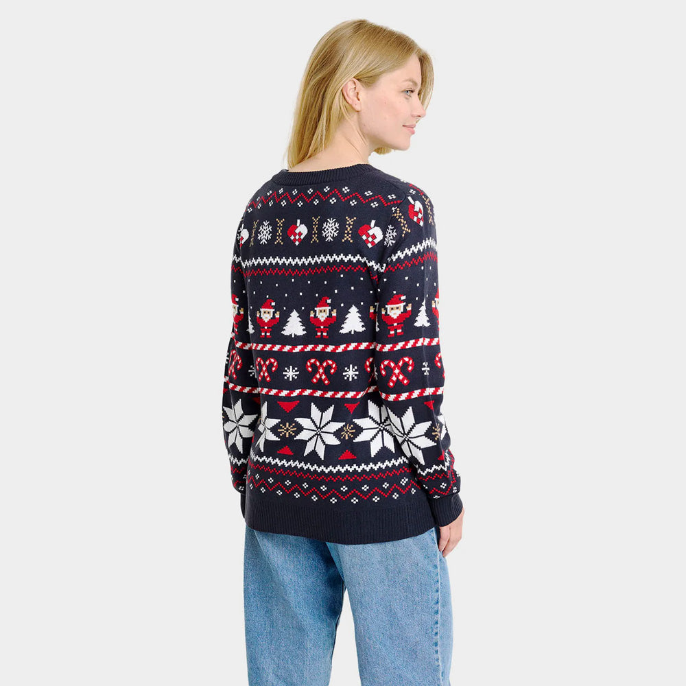 Pull de Noël Cardigan pour Femme Bleu Étoiles Polaires
