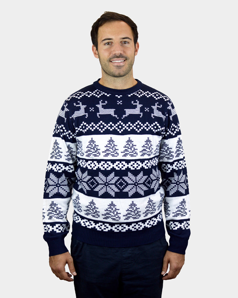 Pull de Noël Homme Femme Bleu Pôle Nord
