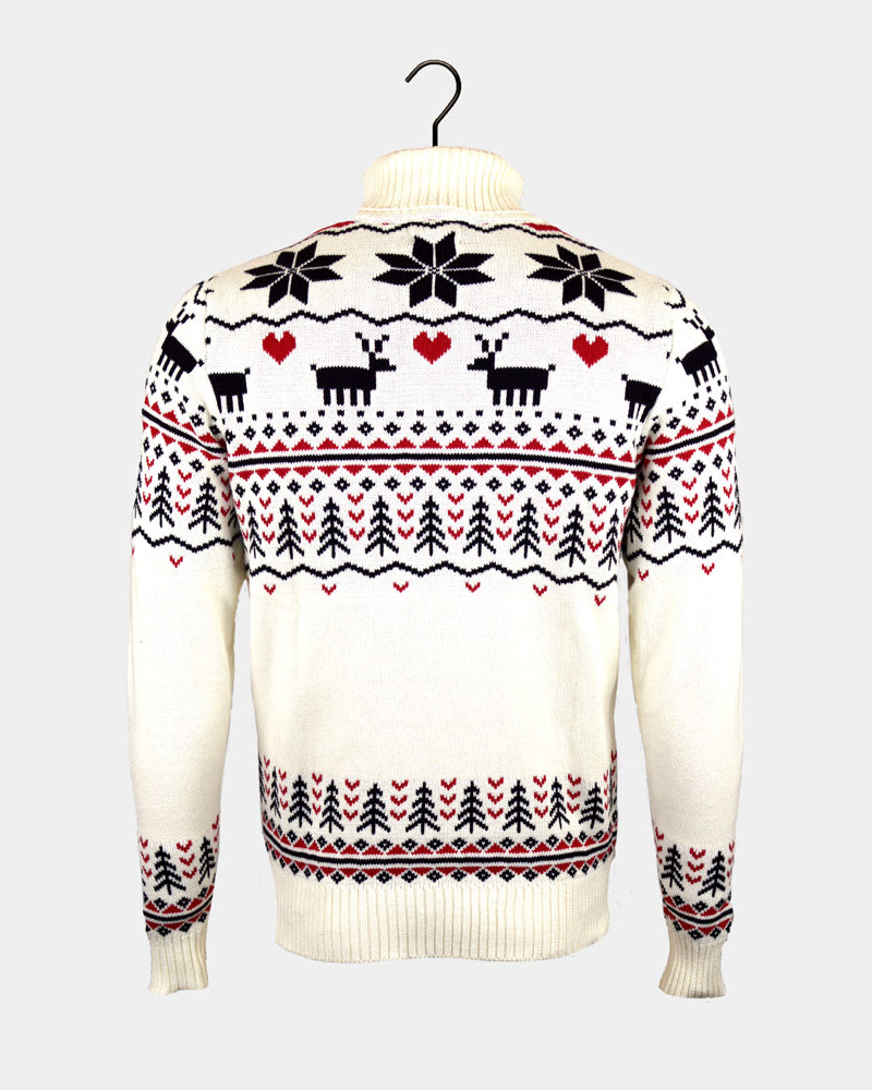 Pull de Noël pour Femme Chic Col Roulé Beige Coton Bio