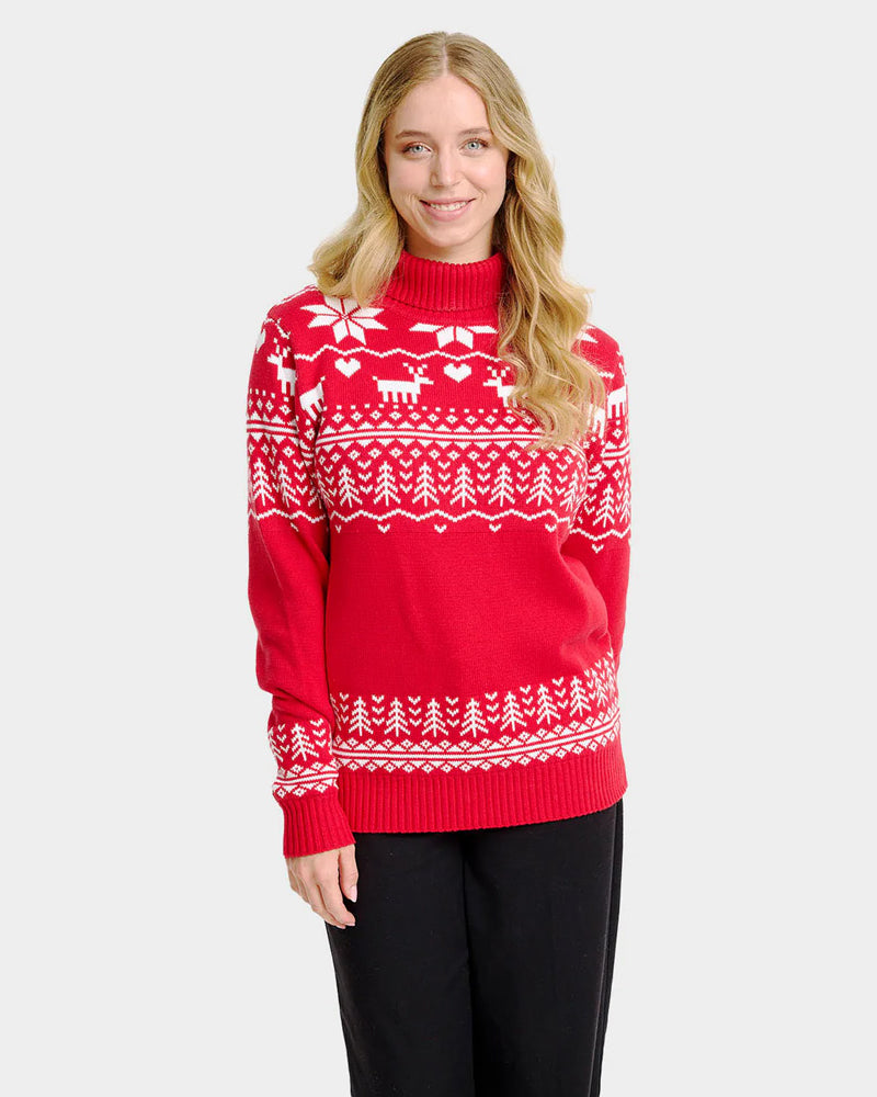 Pull de Noël pour Femme à Col Roulé Greenlandish Coton Bio