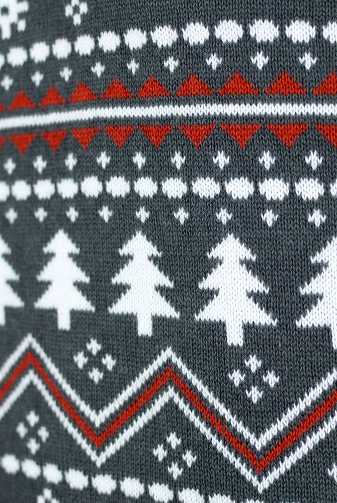 Pull de Noël pour Femme à Col Roulé Gris Coton Bio Rennes