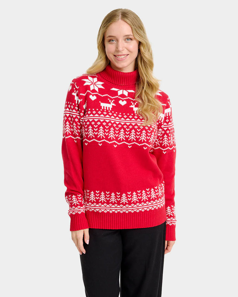 Pull de Noël Femme Couple à Col Roulé Greenlandish en Coton Bio