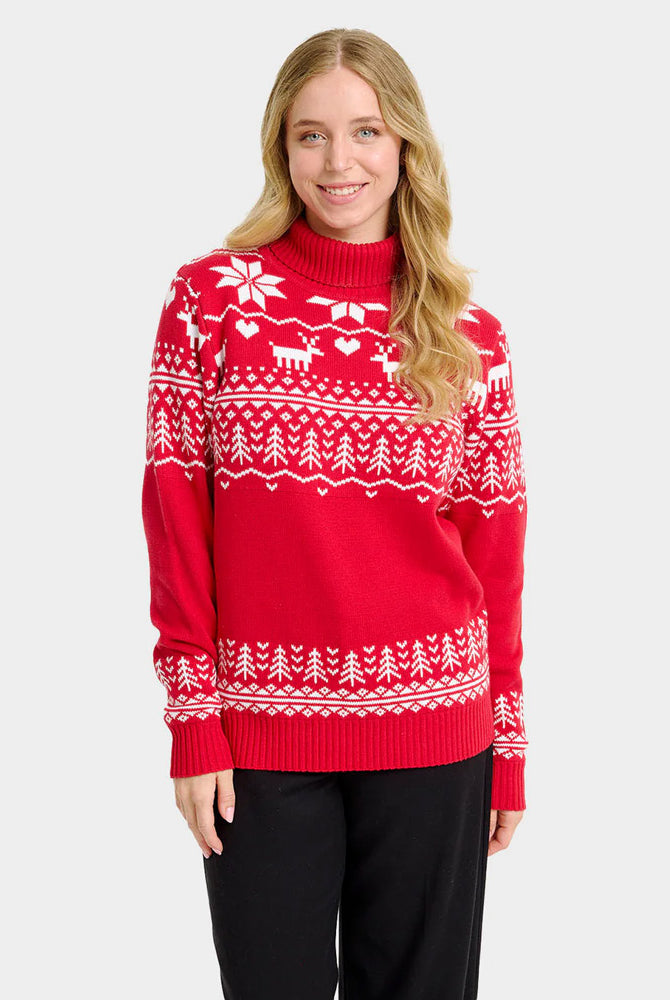 Pull de Noël Femme Couple à Col Roulé Greenlandish en Coton Bio