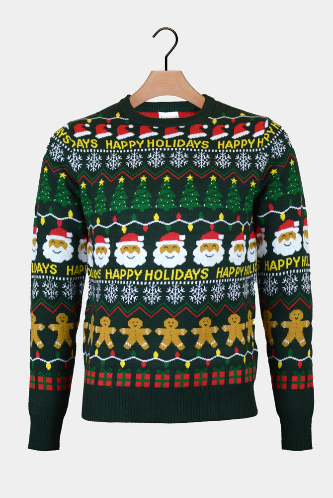 Pull de Noël pour Femme Happy Holidays Vert