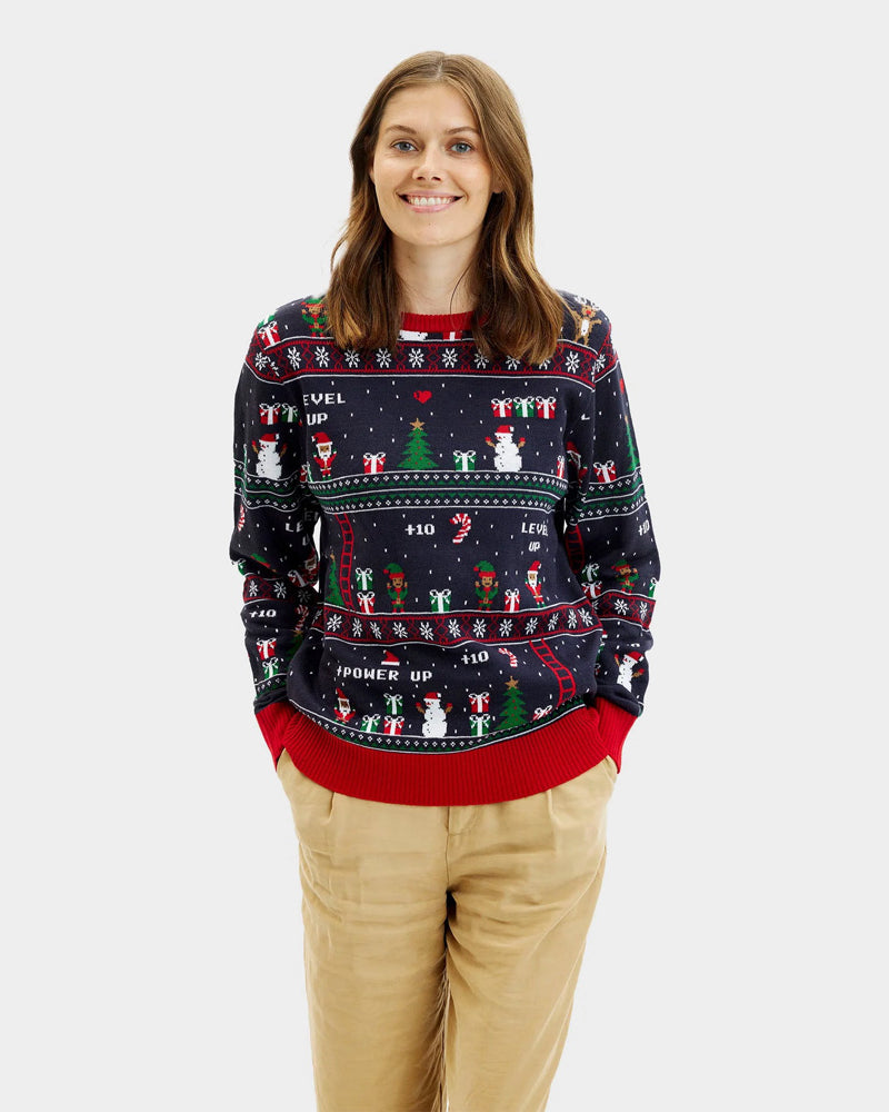 Pull de Noël pour Femme Jeux Vidéo Rétro