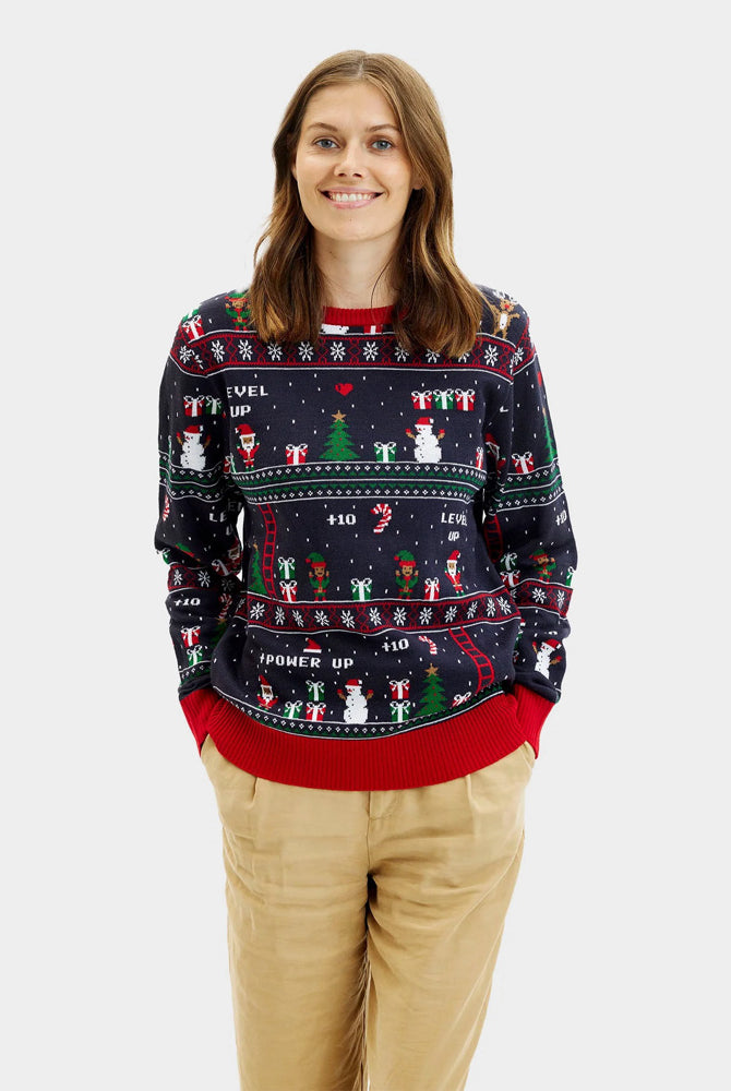Pull de Noël pour Femme Jeux Vidéo Rétro