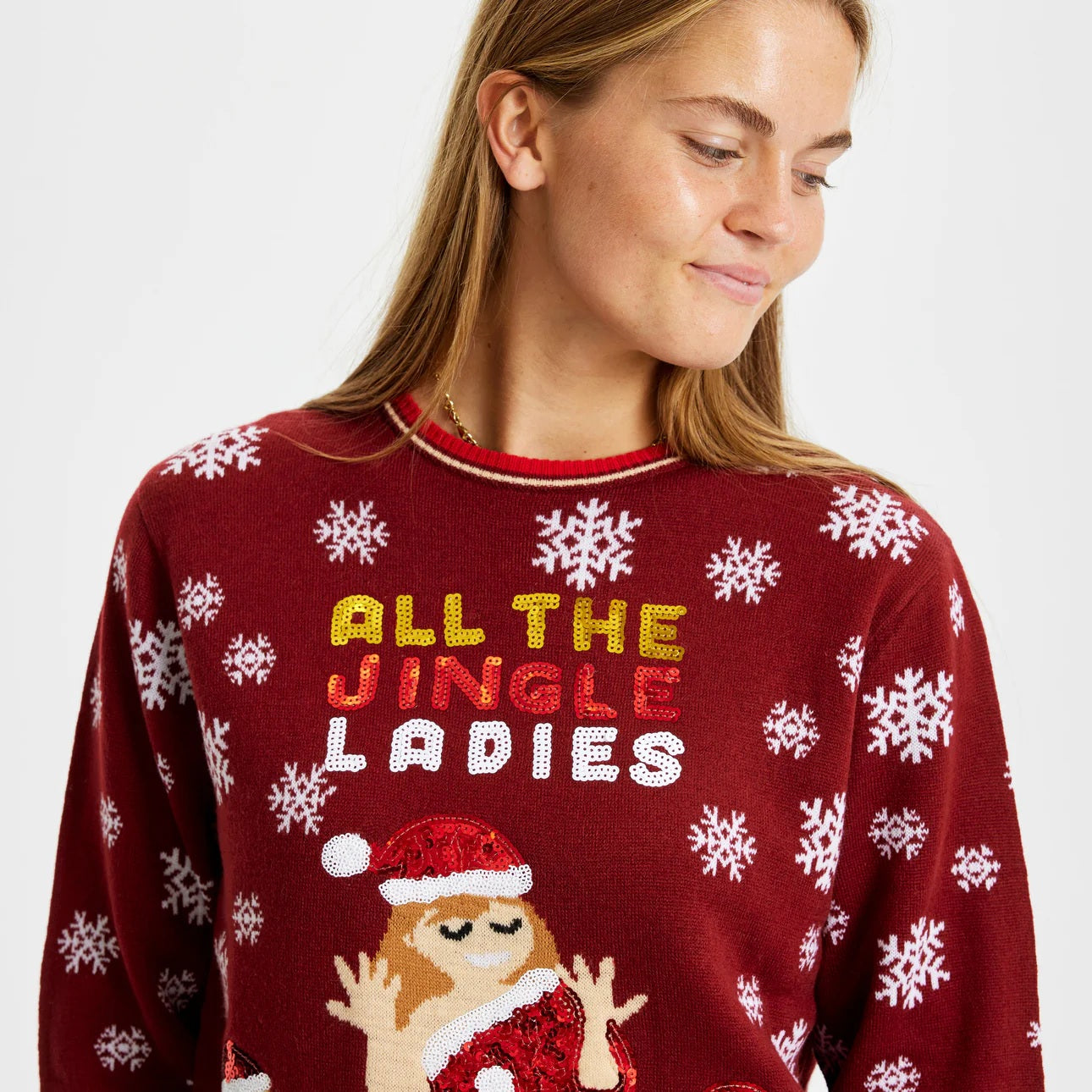 Pull de Noël pour Femme Pailletes Jingle Ladies