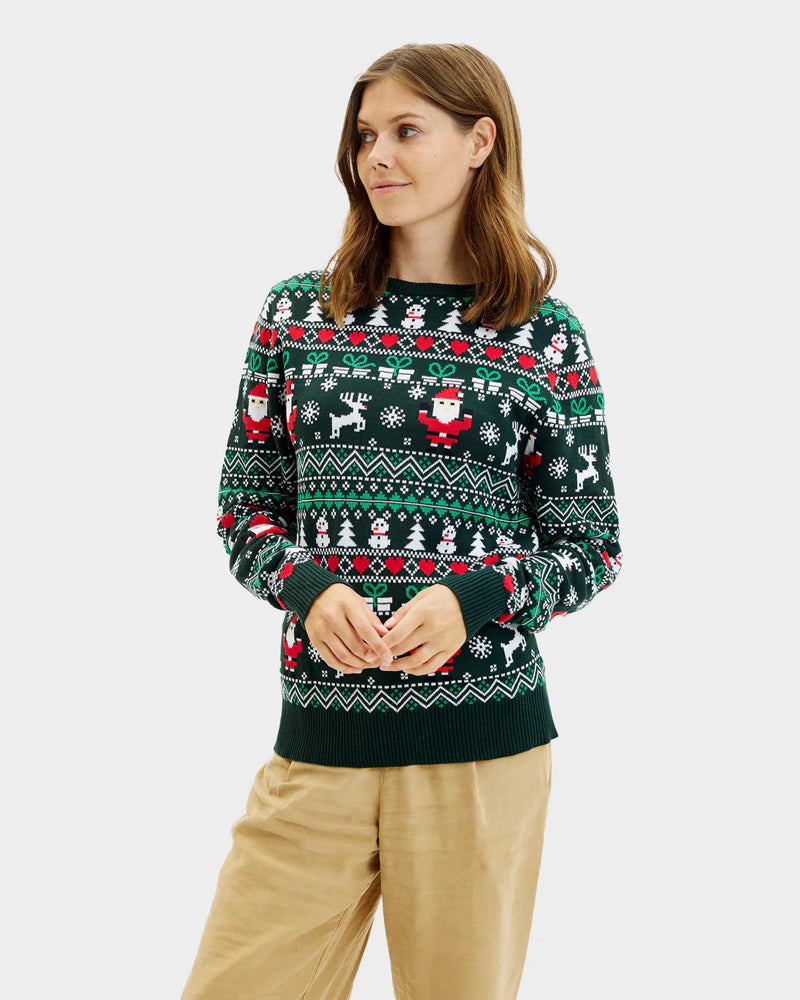 Pull de Noël pour Femme Joyeux en Coton Bio Vert