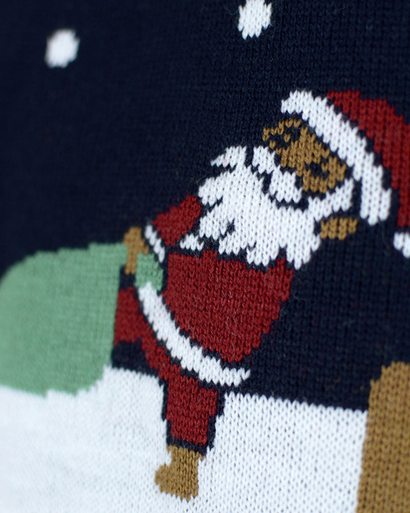 Pull de Noël pour Femme Lumineux LED Bleu Merry Christmas
