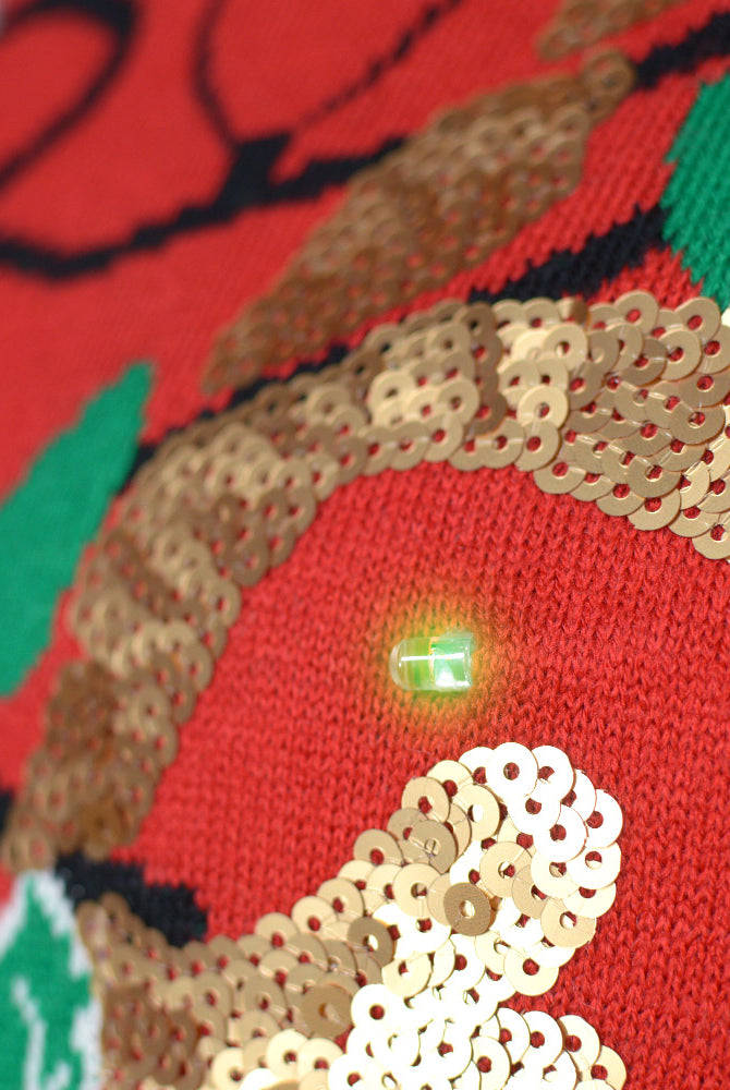 Pull de Noël pour Femme Lumineux LED Brillant Paillettes Renne