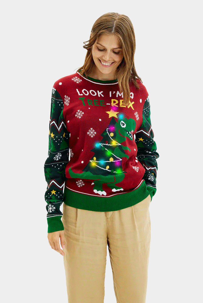 Pull de Noël pour Femme Lumineux LED Christmas Tree-Rex