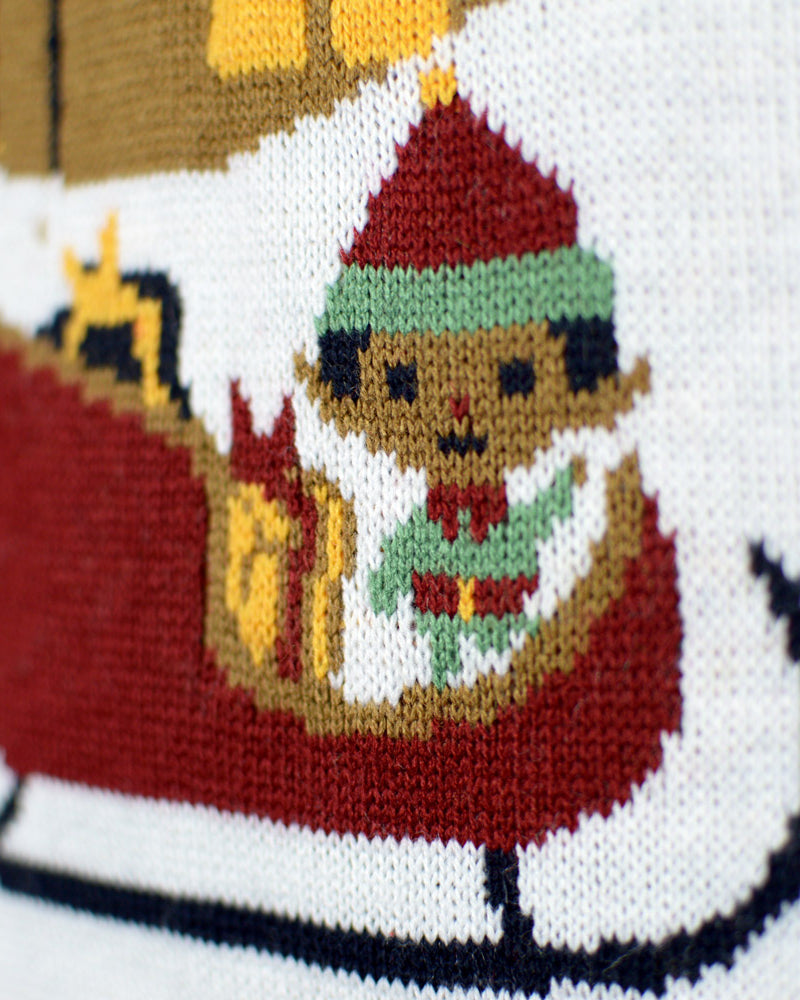 Pull de Noël pour Femme Lumineux LED Merry Christmas Bleu